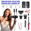 Sèche-cheveux haute vitesse 5 vitesses réglages d'air Sèche-cheveux avec fer plat Fer à friser Peigne Clippers Ensemble de sèche-cheveux professionnel