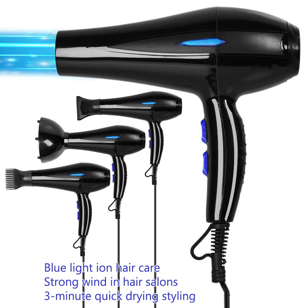 Sèche-cheveux haute vitesse 5 vitesses réglages d'air Sèche-cheveux avec fer plat Fer à friser Peigne Clippers Ensemble de sèche-cheveux professionnel – Image 5